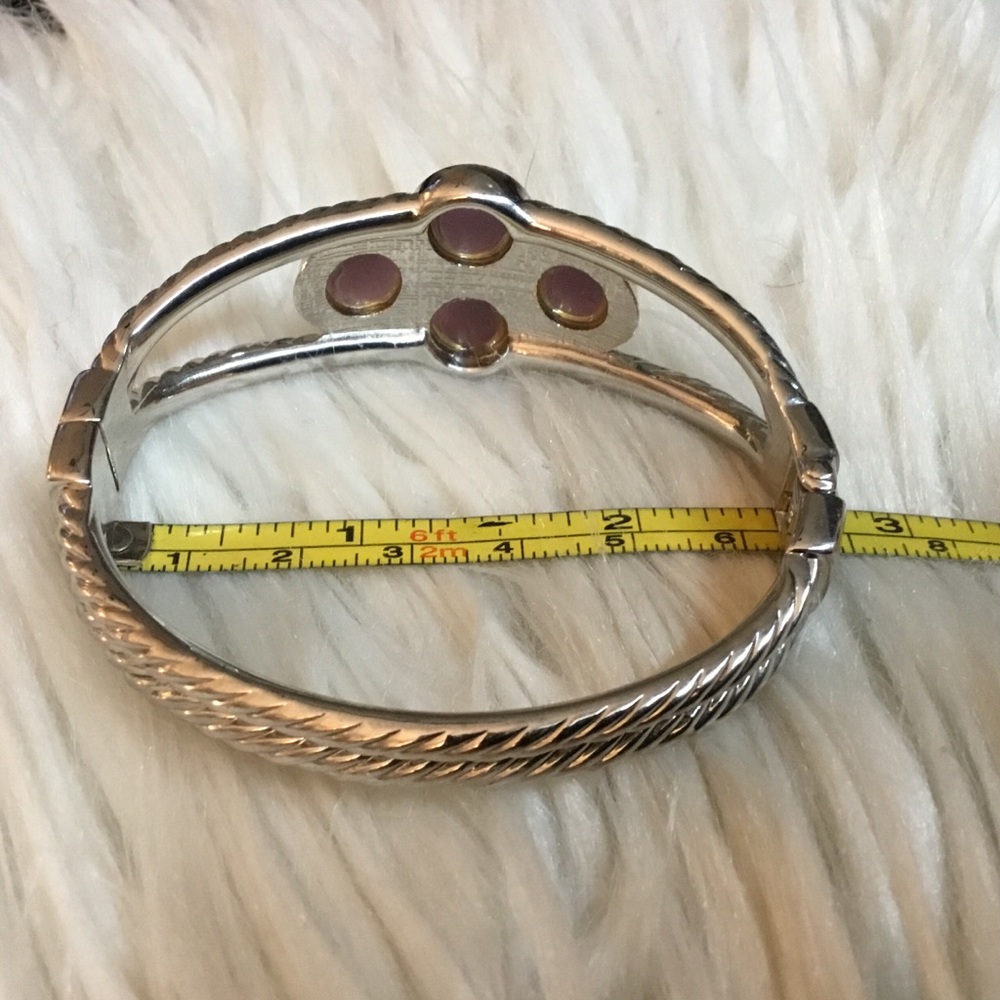 Vintage Silver and Purple Glass Clamper Bracelet - Picture 4 of 5